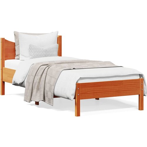 VidaXL Posteljni okvir medeno rjav 90x190 cm trdna borovina Slike