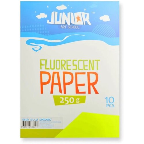 Junior jolly Fluo Paper, papir, fluo, A4, 250g, 10K, odaberite nijansu Fluo žuta Slike
