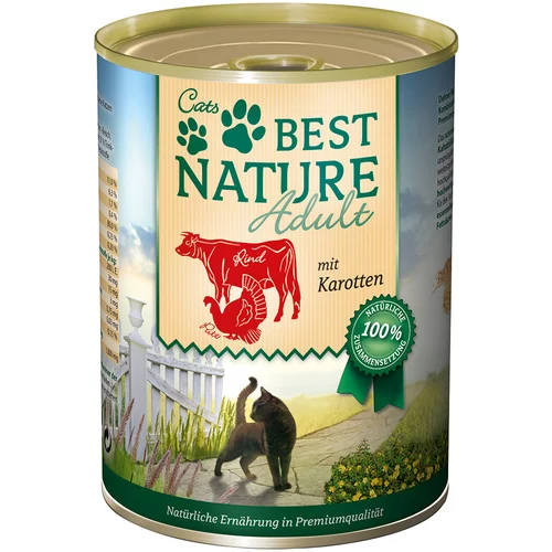 Best Nature Varčno pakiranje Cat Adult 12 x 400 g - govedina, puran in korenje