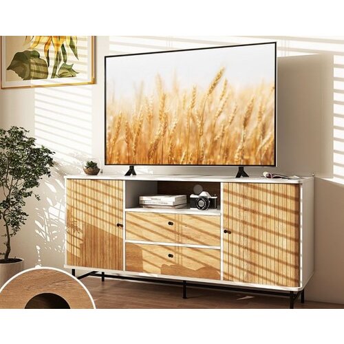  Moderna samopostrežna kavarna z drsnimi vrati 150 x 45 x 74 cm bela + hrast Slike