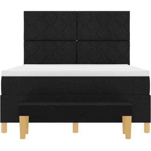 VidaXL Box Spring Krevet s Madracem i Klupom Crni 140x200 cm Tkanina Slike