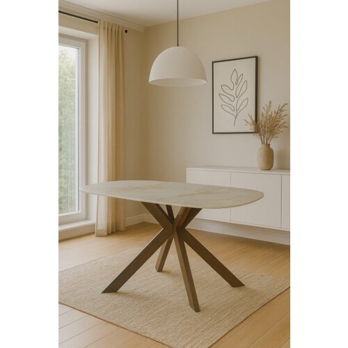 Art Invest Trpezarijski sto Nord Bez keramicka ploca, sjaj/Metalne braon noge 1800x900x750 Cene