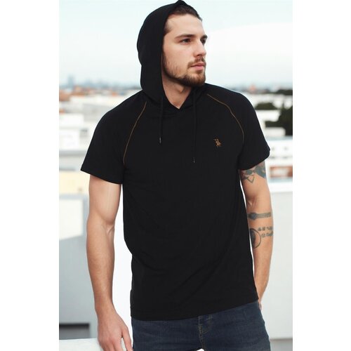 Dewberry T8570 HOODED MEN'S T-SHIRT-DARK BLACK Cene