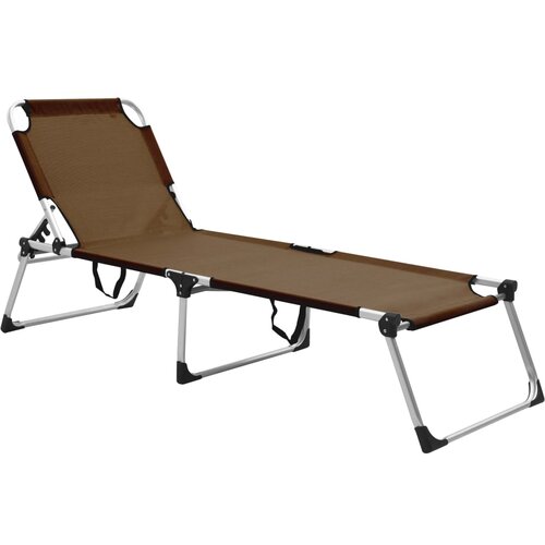 The Living Store Visok zložljiv ležalnik za starej&amp;scaron;e rjav iz aluminija - Zložljiv Ležalnik Za Starej&amp;scaron;e, (21482821) Slike