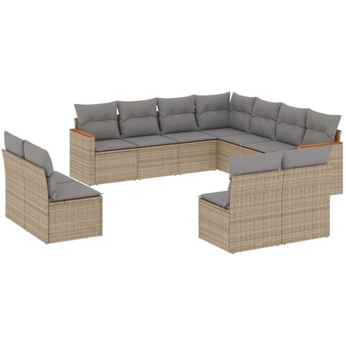  11-dijelni set vrtnih sofa s jastucima bež od poliratana Slike
