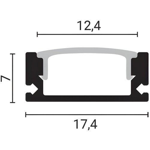 Optonica ALUPROFIL ZA LED TRAKE 2M NADGRADNI CRNI SA BELIM DIFUZOROM 5185 Cene