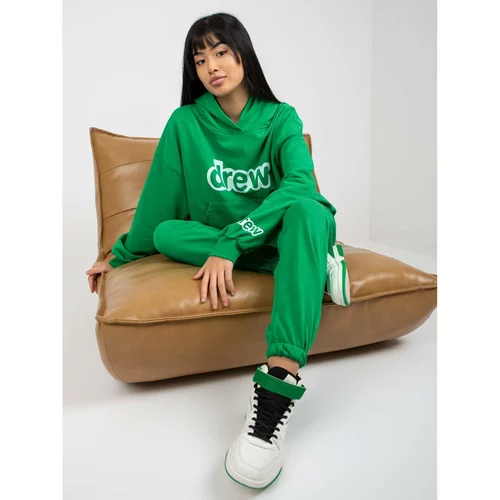 Fashion Hunters Green women's tracksuit set with a hoodie