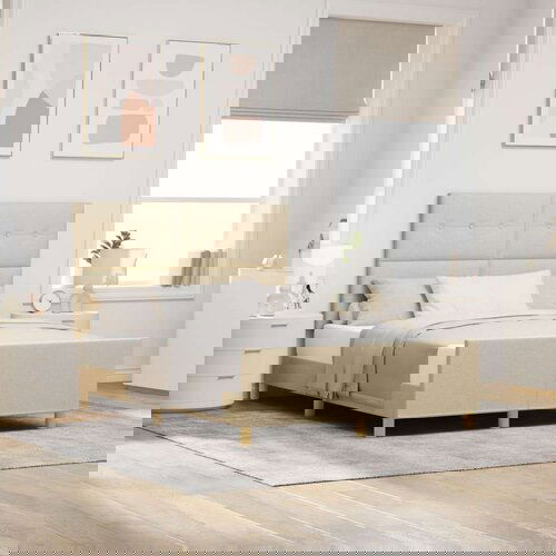  Postelja Krem 140x200 cm Tkanina, (22049236) Slike