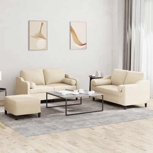  3-dijelni set sofa s jastucima krem od mikrovlakana Cene