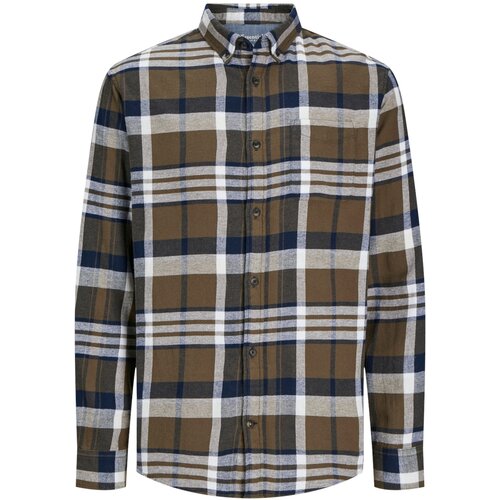 Jack & Jones muška karirana košulja 12235982, teget-braon Slike