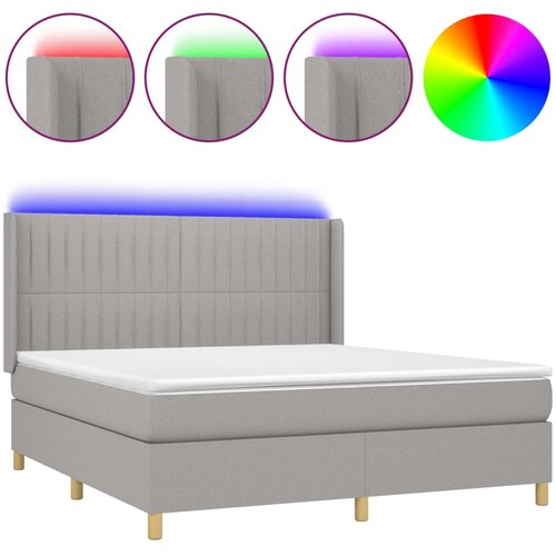  box spring s madracem LED svjetlosivi 180x200 cm tkanina Slike