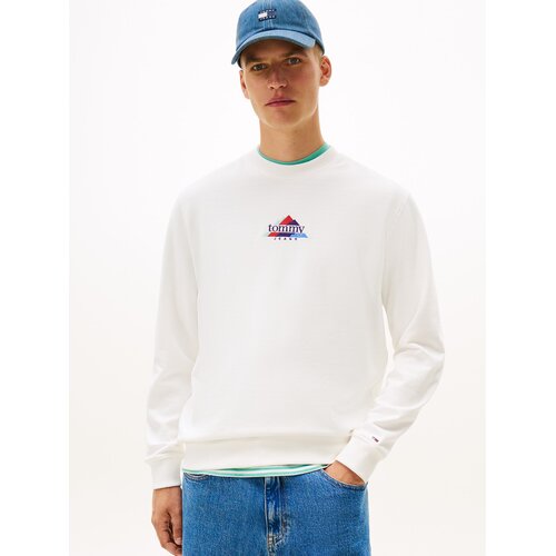 Tommy Jeans Sweater majica menta / svijetlo crvena / crna / bijela Slike