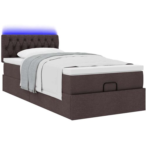 VidaXL otomanski okvir kreveta s madraca tamnosmeđi 90x190cm tkanine Slike