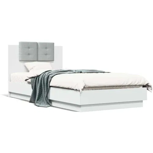  Okvir za krevet s uzglavljem bijeli 100 x 200 cm drveni