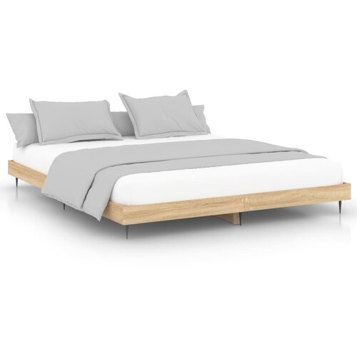 VidaXL Posteljni okvir sonoma hrast 200x200 cm inženirski les, (20736942) Slike