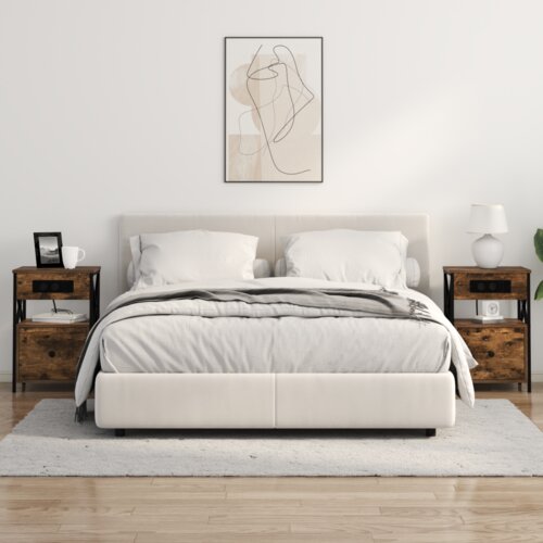 VidaXL Noćni Ormari s ladicama 2 pcs Dimljeni hrast 40 x 31 x 60 cm Slike