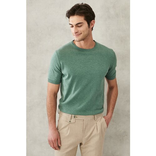 ALTINYILDIZ CLASSICS Men's Green Standard Fit Crew Neck 100% Cotton Knitwear T-Shirt Slike