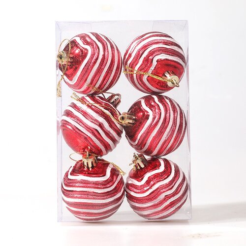 INF Božični okraski Zebra Ball 6 cm - Komplet 6, praznični okraski za drevo Red, (5000078486) Cene