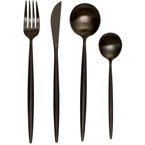 Premier Housewares Crni pribor 16 kom od nehrđajućeg čelika Modern retro &ndash; Cijene
