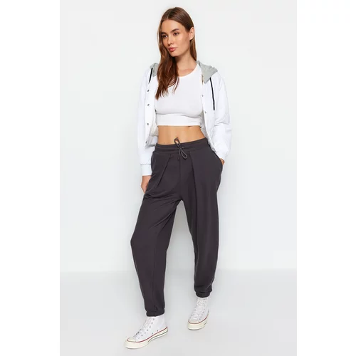 Trendyol Anthracite Pleated Loose Jogger Knitted Sweatpants