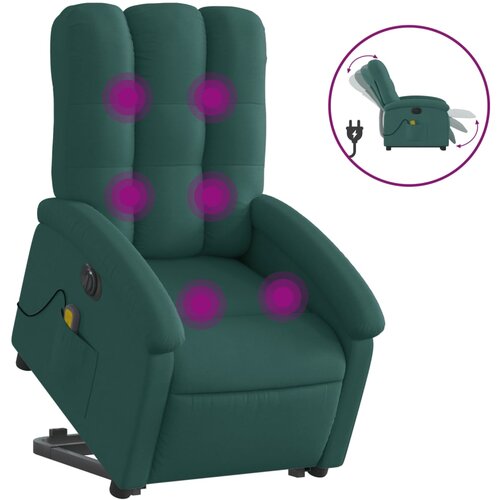 Maison Chic Električni masažni naslanjač - Relax naslanjač s funkcijo vstajanja temno zelen, (22062287) Cene