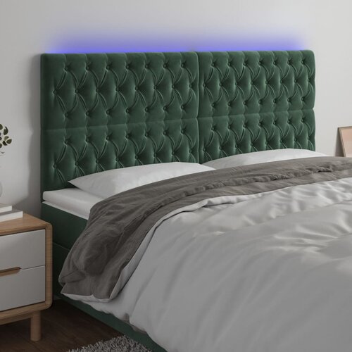  The Living Store LED posteljno vzglavje temno zeleno 180x7x118/128 cm žamet - LED Vzglavje, (21488114) Cene