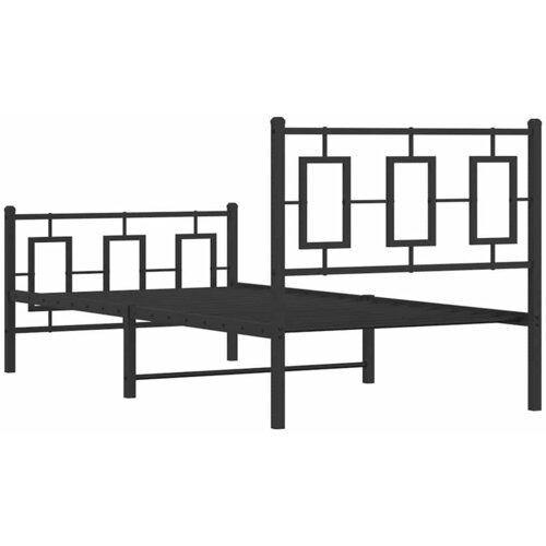 Metalni okvir kreveta uzglavlje i podnožje crni 90 x 200 cm Slike