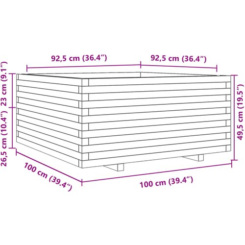  Vrtna sadilica vo&amp;scaron;tano smeđe boje 100x100x49,5 cm od borovine Slike