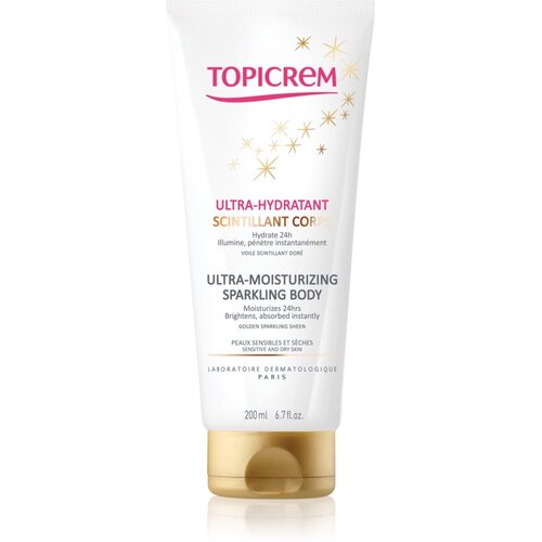 Topicrem UH BODY Ultra-Moisturizing Sparkling Body intenzivno vlažilni losjon za telo z ble&amp;scaron;čicami 200 ml Slike