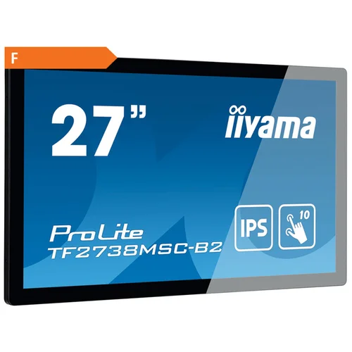 Iiyama ProLite TF2738MSC-B2 LCD zaslon 68.6 cm (27 palac) Energetska učinkovitost 2021 F (A - G) 1920 x 1080 piksel Full HD 5 ms DVI, HDMI™, DisplayPort, slušalice (2.5 mm jack), USB IPS LED