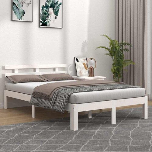  Okvir za krevet od masivne borovine bijeli 150 x 200 cm king Cijene