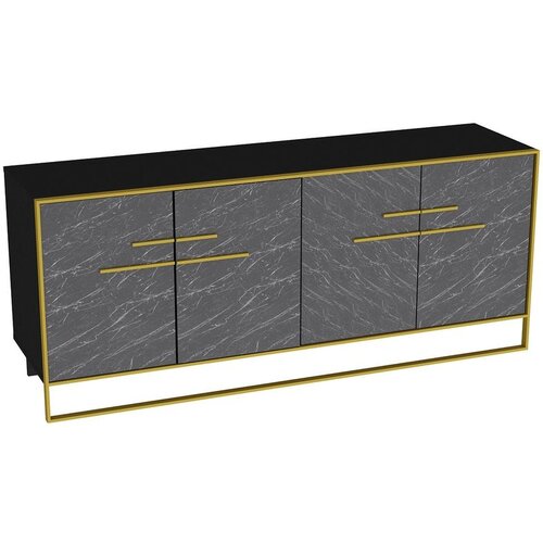 Woody Fashion komoda Polka 179,9x75x47,3cm zlatno-crna Cijene