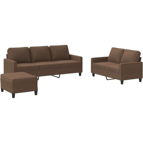  3-dijelni set sofa s jastucima smeđi od tkanine Slike