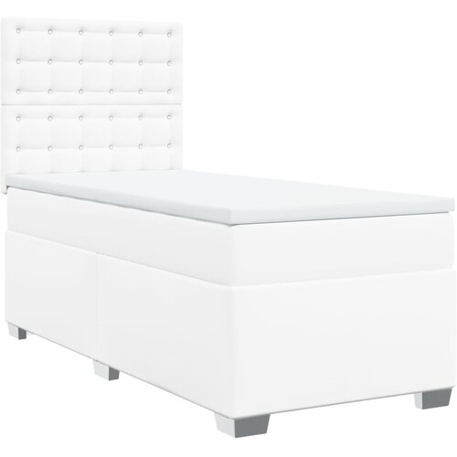 vidaXL Box spring postelja z vzmetnico bel 100x200 cm umetno usnje, (21321409) Cene