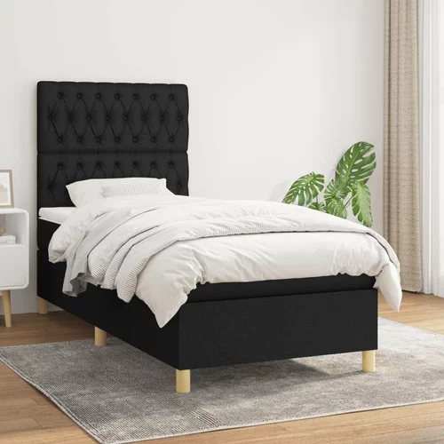  Box spring postelja z vzmetnico črna 100x200 cm blago, (20792104)