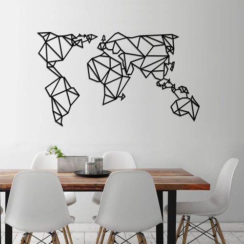 Wallxpert Zidna dekoracija Mapa svijeta 4, 140x80cm, Crna Slike
