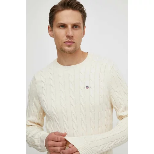 Gant Bombažen pulover bež barva