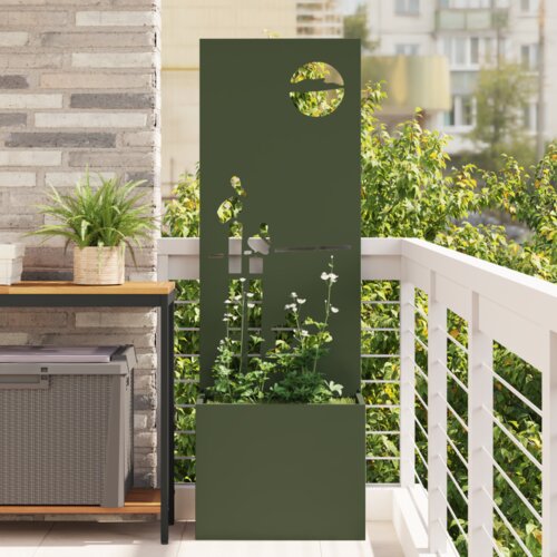 VidaXL Vrtni Sadič s Dekorativnom Pločom Maslinovo zelena 50 x 140 cm Slike