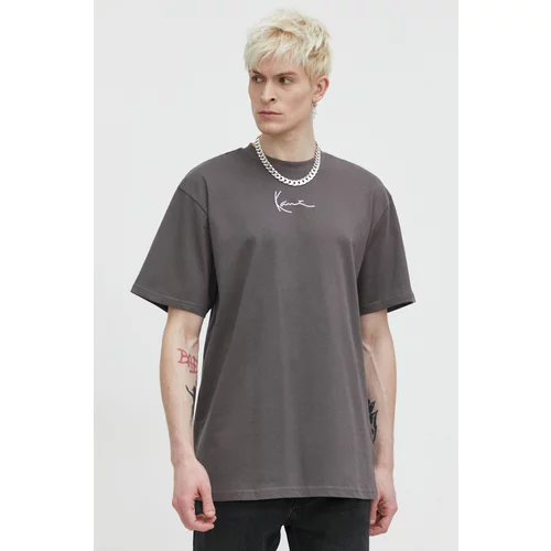 Karl Kani Pamučna majica za muškarce, boja: siva, s aplikacijom