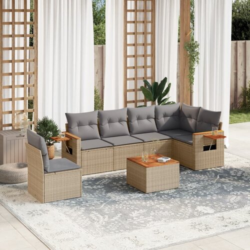 vidaXL 7-dijelni set vrtnih sofa od poliratana s jastucima bež Cijene