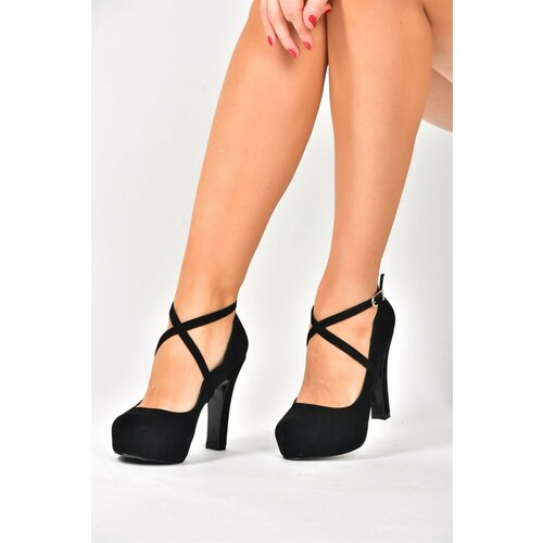 Fox Shoes women's black/black nubuck platform heels shoes Cene