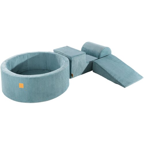 MeowBaby 3-delni penasti igralni komplet ® Foam Playground z okroglim bazenom, brez žog, estetski, velvet, turkizna, (21333763) Cene