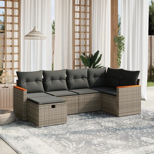 vidaXL 6-dijelni set vrtnih sofa od poliratana s jastucima sivi Cijene