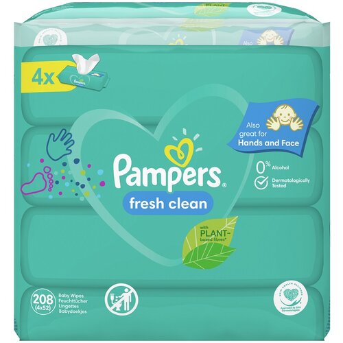 Pampers Fresh Clean dječje nježne vlažne maramice za osjetljivu kožu 4x52 kom Cene