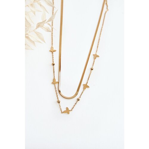 Glam Chic Women&amp;#039;s Snake Chain With Butterflies Gold Slike