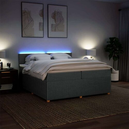 VidaXL Krevet s oprugama i madracem tamnosivi 200 x 200 cm od tkanine Slike
