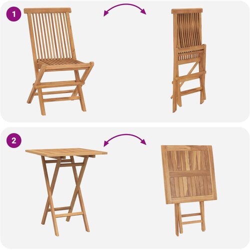  Sklopivi vrtni blagovaonski set 5 pcs Prirodna Čvrsto teak drvo Slike