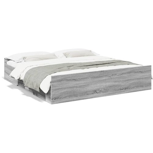 VidaXL Posteljni okvir s predali siva sonoma 180x200 cm inženirski les Slike