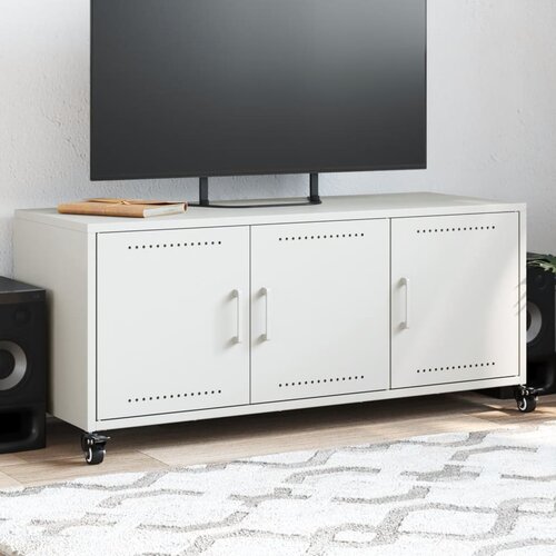 VidaXL TV omarica bela 100,5x39x43,5 cm hladno valjano jeklo Slike