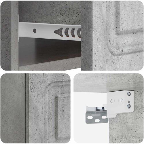  Noćni ormarić za montažu na zid Betonska siva 49 x 34,5 x 20 cm Slike